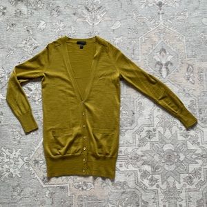 J.Crew Merino wool long cardigan XXS CHARTREUSE